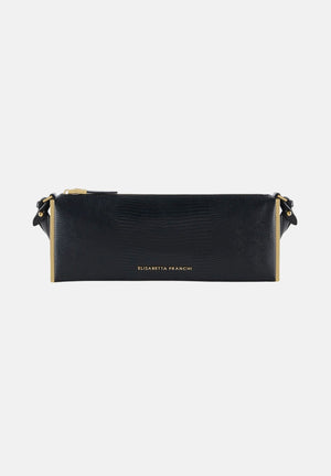 ELISABETTA FRANCHI Borsa a spalla nera da donna con stampa effetto lucertola BS15A66E2 110 ELISABETTA FRANCHI 
