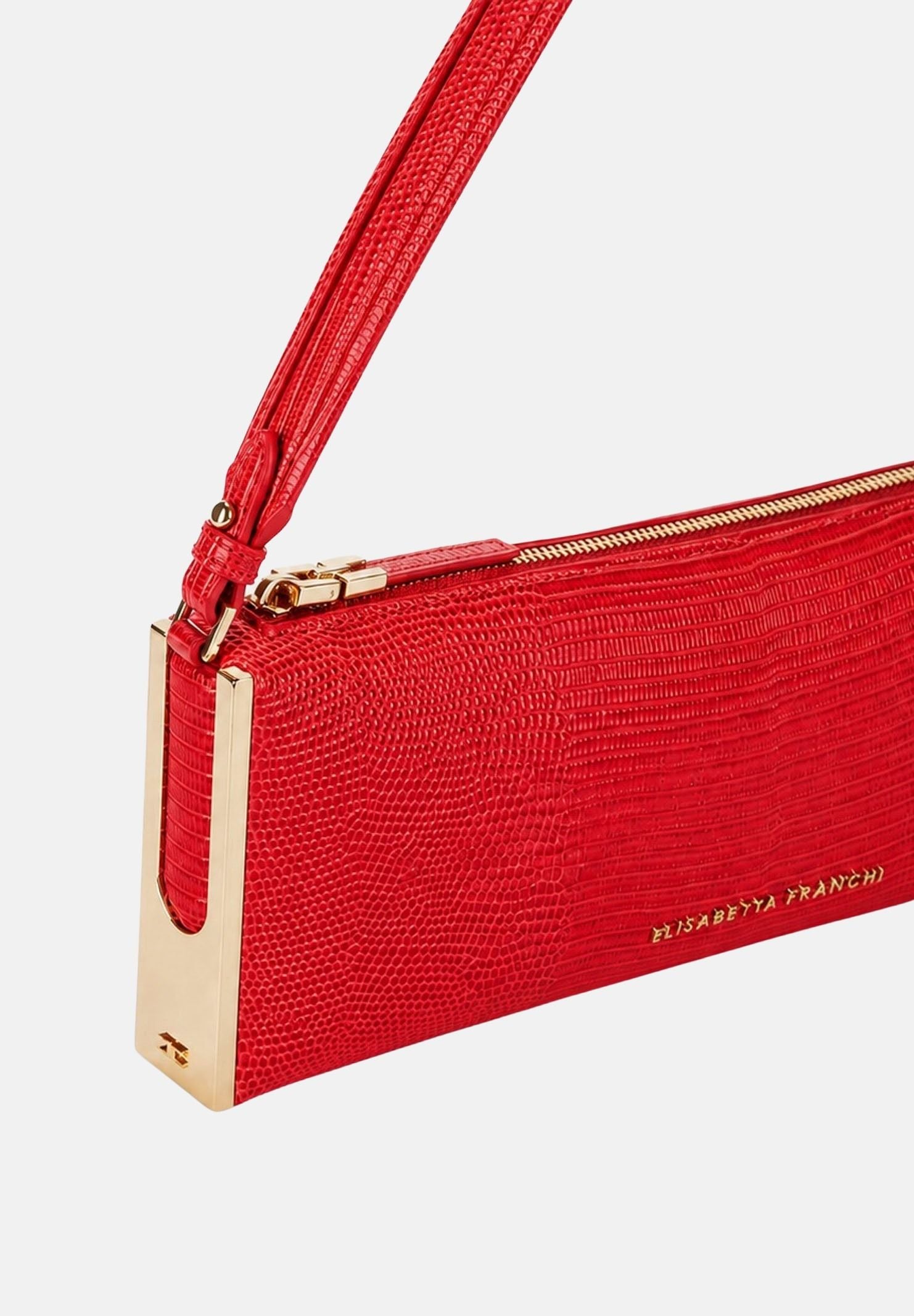 ELISABETTA FRANCHI Borsa a spalla red passion rossa da donna con stampa lucertola BS15A66E2 CG5 ELISABETTA FRANCHI 