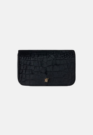 ELISABETTA FRANCHI Borsa a tracolla nera per donna con lavorazione effetto coccodrillo e chiusura elegante. BS20A67E2 110 ELISABETTA FRANCHI 