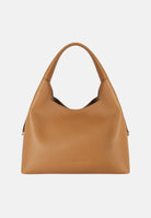 ELISABETTA FRANCHI Borsa HOBO a spalla daino-cuoio, da donna con zip laterali e charms logo pendenti.<BR/> BS23A66E2 AI6 ELISABETTA FRANCHI 