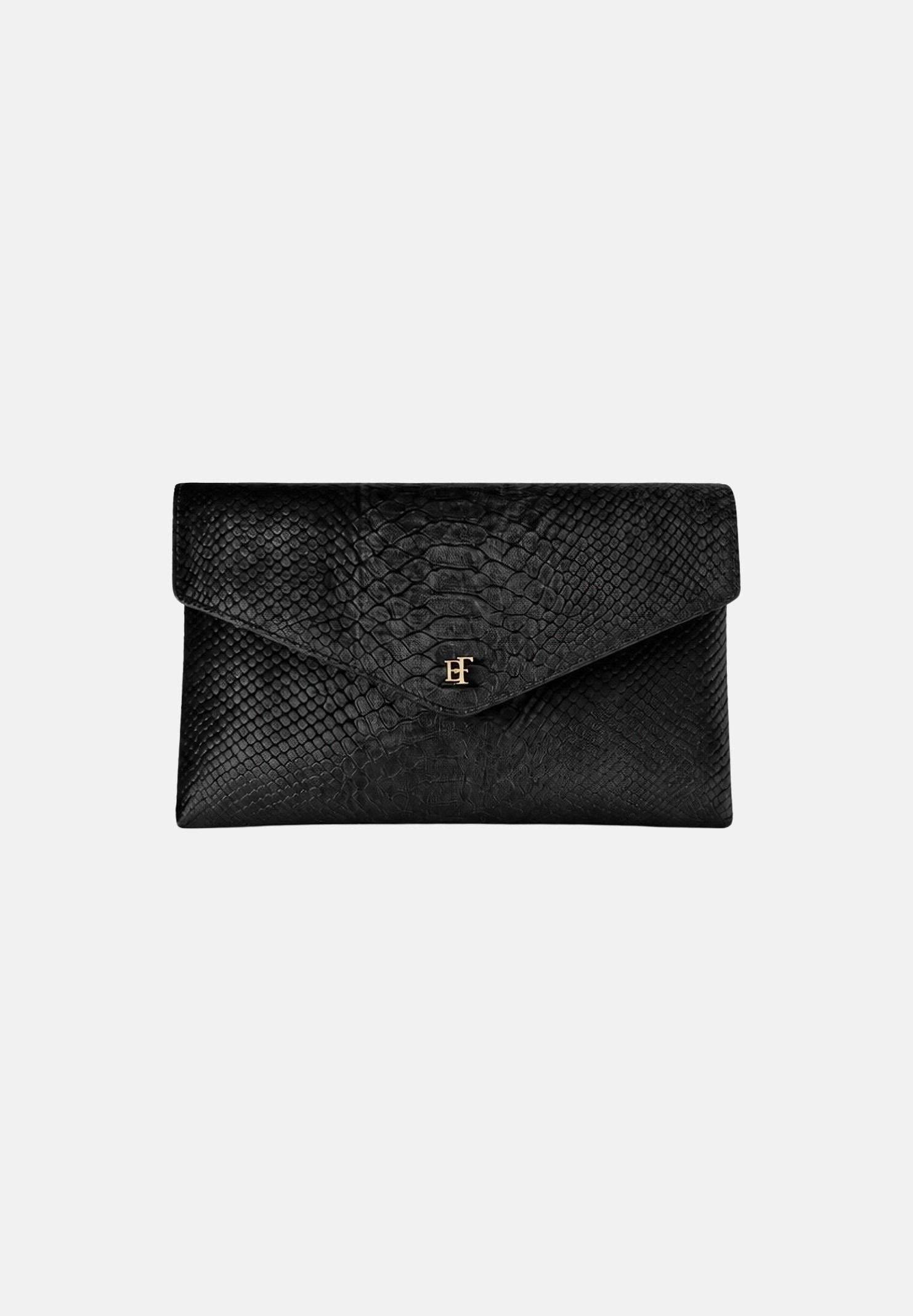 ELISABETTA FRANCHI Pochette nera per donna con patta frontale e chiusura a scatto metallica. BS27A67E2 110 ELISABETTA FRANCHI 