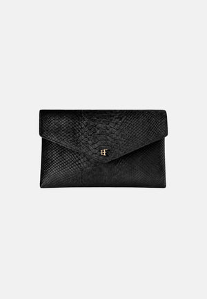 ELISABETTA FRANCHI Pochette nera per donna con patta frontale e chiusura a scatto metallica. BS27A67E2 110 ELISABETTA FRANCHI 