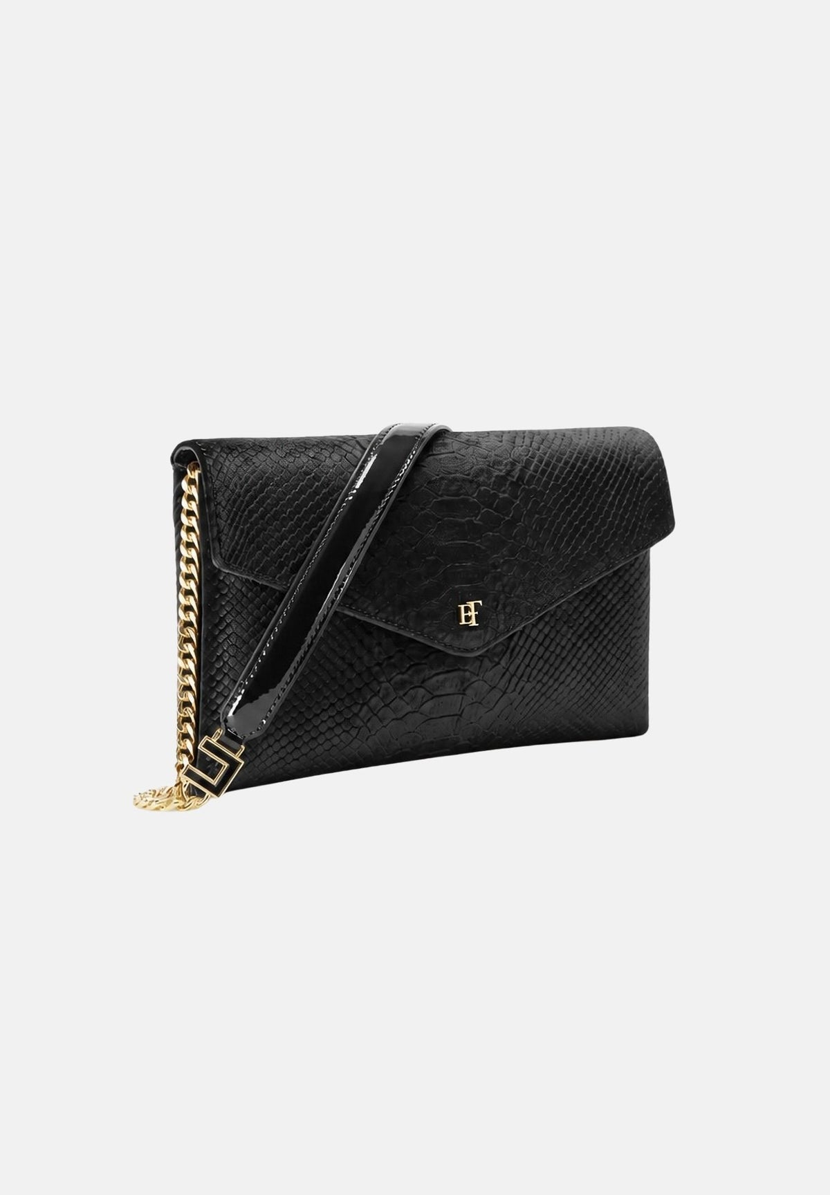 ELISABETTA FRANCHI Pochette nera per donna con patta frontale e chiusura a scatto metallica. BS27A67E2 110 ELISABETTA FRANCHI 