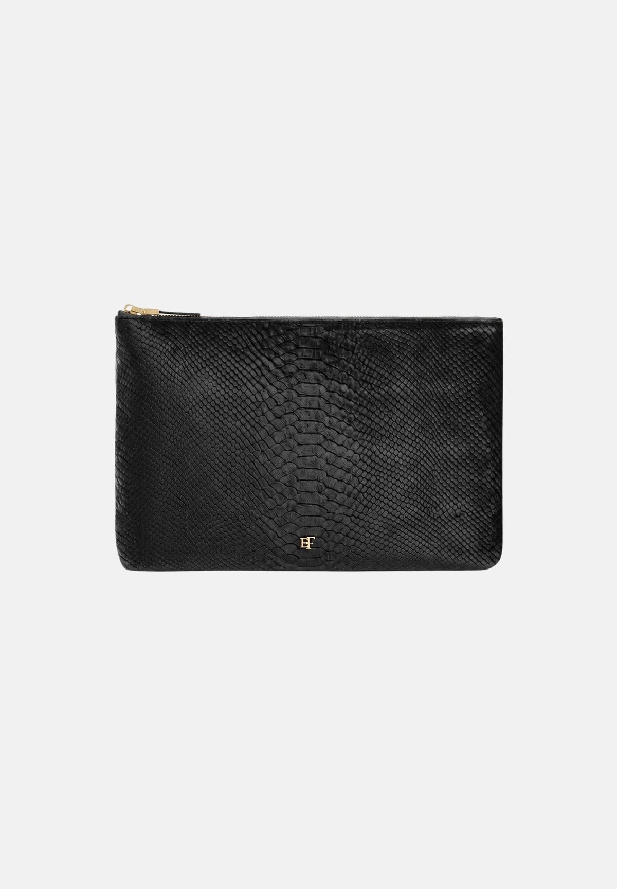 ELISABETTA FRANCHI Pochette nera per donna con chiusura a zip superiore e finitura stampata. BS81A67E2 110 ELISABETTA FRANCHI 