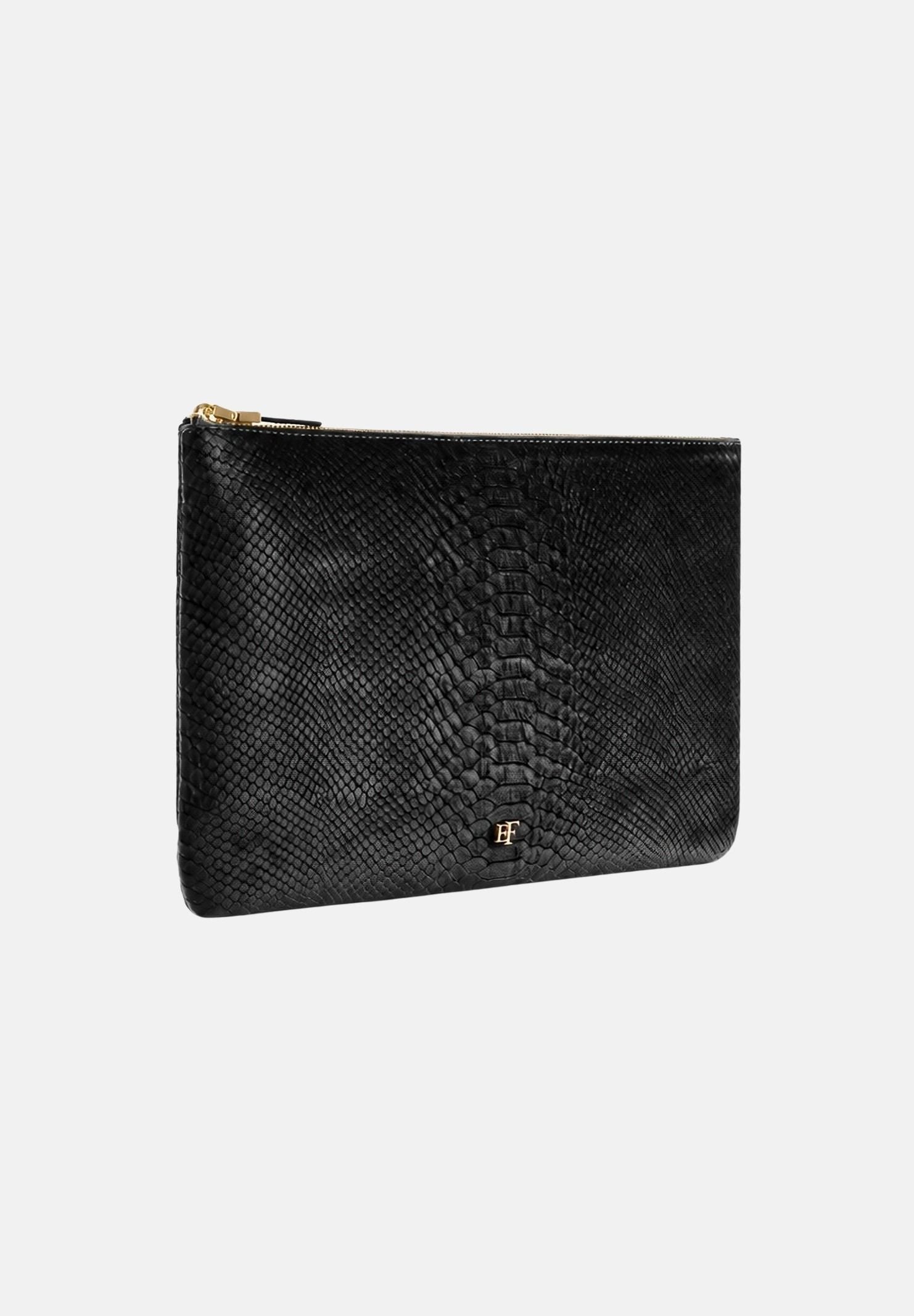 ELISABETTA FRANCHI Pochette nera per donna con chiusura a zip superiore e finitura stampata. BS81A67E2 110 ELISABETTA FRANCHI 