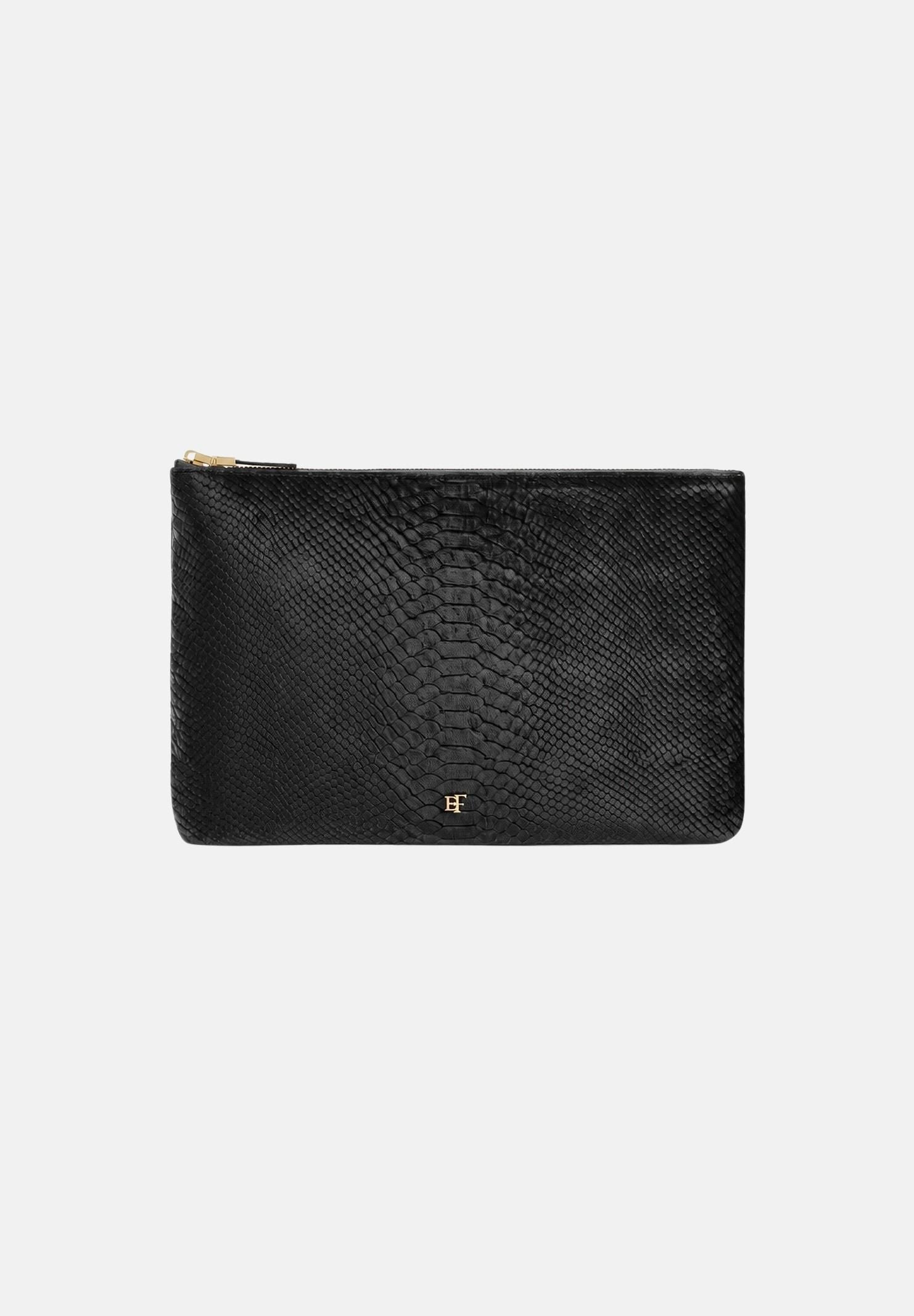 ELISABETTA FRANCHI Pochette nera per donna con chiusura a zip superiore e finitura stampata. BS81A67E2 110 ELISABETTA FRANCHI 