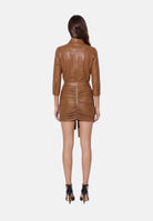 ELISABETTA FRANCHI Camicia effetto pelle sigaro-marrone da donna con placche logo CA19566E2 FK3 ELISABETTA FRANCHI 