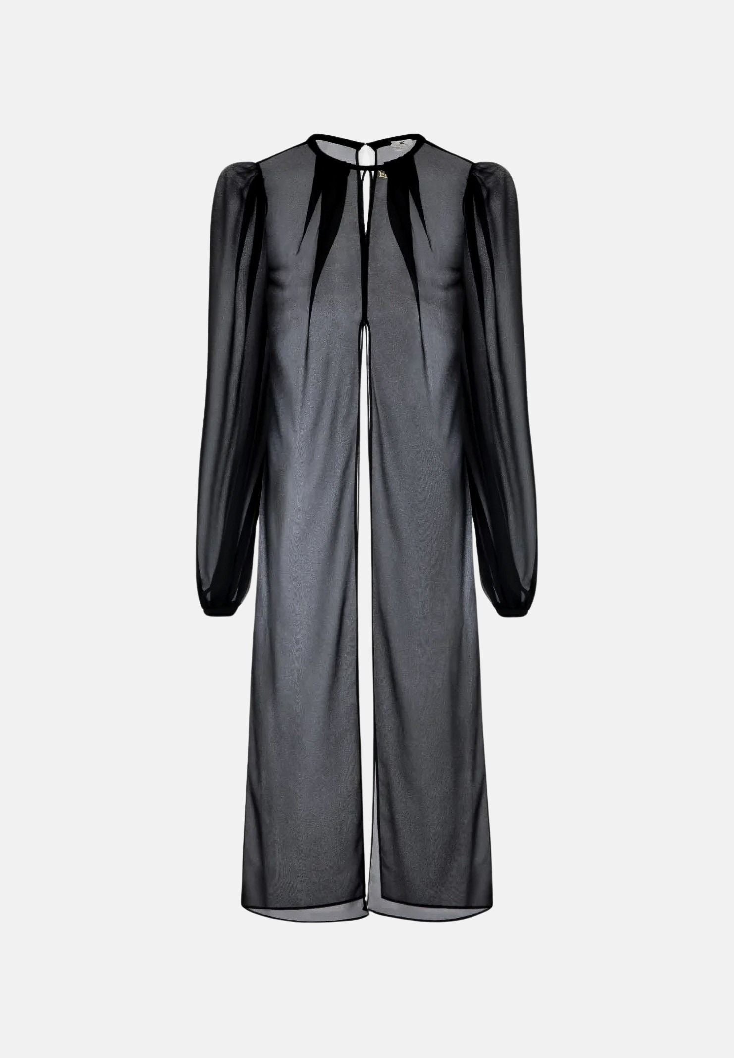 ELISABETTA FRANCHI Camicione-blusa nero per donna con dettagli logo dorati. CA20867E2 110 ELISABETTA FRANCHI 