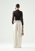 ELISABETTA FRANCHI Camicia body dark chocolate da donna con chiusura frontale CB00466E2 EV9 ELISABETTA FRANCHI 