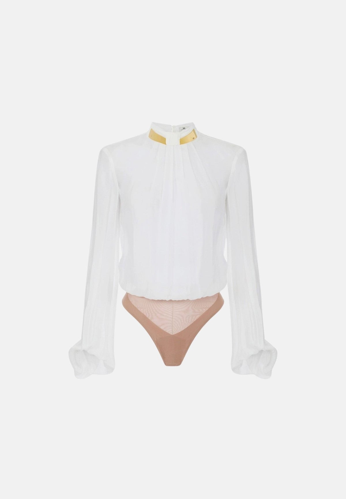 ELISABETTA FRANCHI Body in GEORGETTE  avorio, bianco da donna con collo gioiello CB00766E2 360 ELISABETTA FRANCHI 