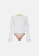 ELISABETTA FRANCHI Body in GEORGETTE  avorio, bianco da donna con collo gioiello CB00766E2 360 ELISABETTA FRANCHI 