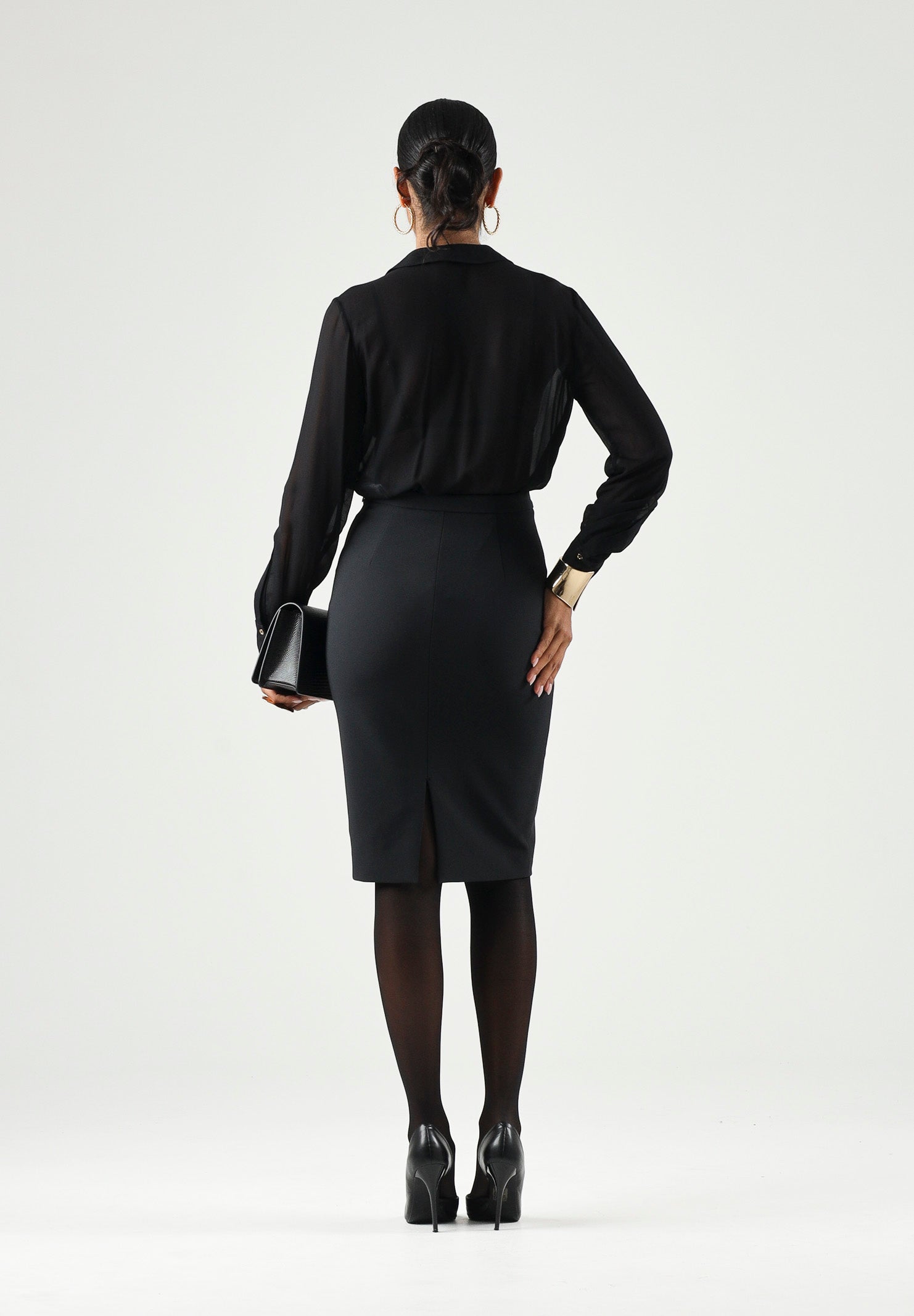 ELISABETTA FRANCHI Body in GEORGETTE nero da donna con catena gioiello CB00966E2 110 ELISABETTA FRANCHI 