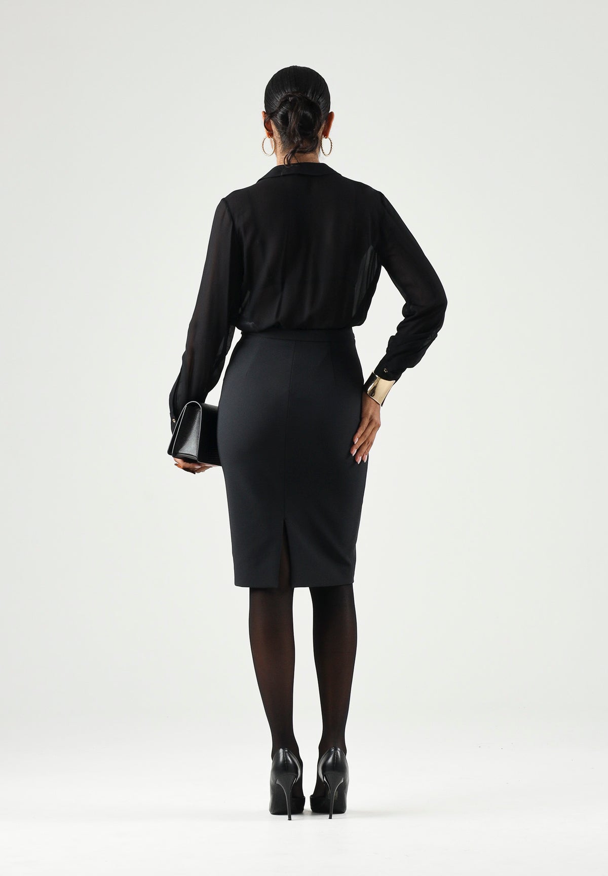 ELISABETTA FRANCHI Body in GEORGETTE nero da donna con catena gioiello CB00966E2 110 ELISABETTA FRANCHI 