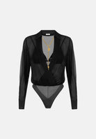 ELISABETTA FRANCHI Body in GEORGETTE nero da donna con catena gioiello CB00966E2 110 ELISABETTA FRANCHI 
