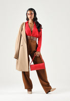 ELISABETTA FRANCHI Body  in GEORGETTE  Red Passion, rosso da donna con catena gioiello CB00966E2 CG5 ELISABETTA FRANCHI 