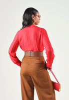 ELISABETTA FRANCHI Body  in GEORGETTE  Red Passion, rosso da donna con catena gioiello CB00966E2 CG5 ELISABETTA FRANCHI 