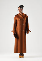 ELISABETTA FRANCHI Cappotto lungo sigaro-marrone per donna con cintura in vita e chiusura doppiopetto. CP02D66E2 FK3 ELISABETTA FRANCHI 