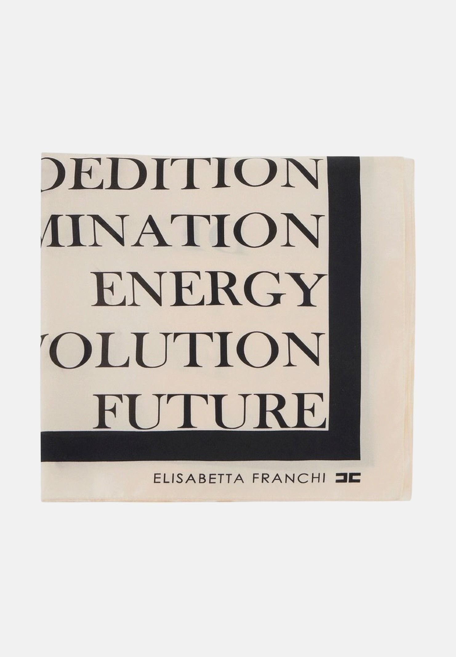 ELISABETTA FRANCHI Foulard burro e nero da donna con stampa lettering FO19F61E2 E84 ELISABETTA FRANCHI 