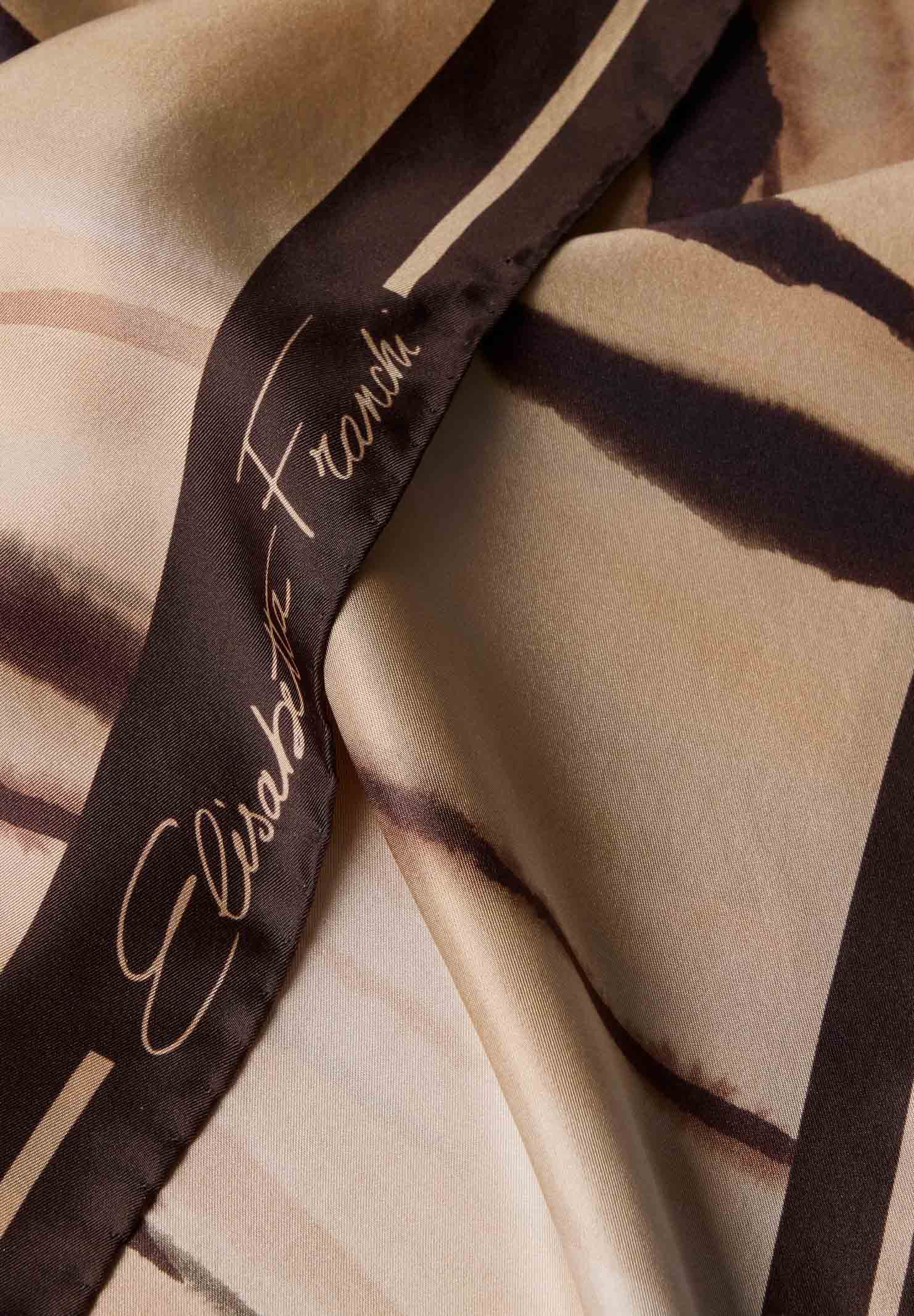 ELISABETTA FRANCHI Foulard beige e marrone da donna con stampa tigre FO26L62E2 470 ELISABETTA FRANCHI 