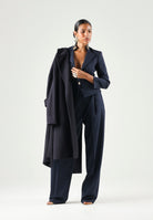 ELISABETTA FRANCHI Giacca in GAMBARDINA navy blu da donna con placca dorata. GI24966E2 B75 ELISABETTA FRANCHI 