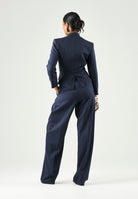 ELISABETTA FRANCHI Giacca in GAMBARDINA navy blu da donna con placca dorata. GI24966E2 B75 ELISABETTA FRANCHI 