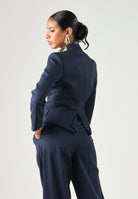 ELISABETTA FRANCHI Giacca in GAMBARDINA navy blu da donna con placca dorata. GI24966E2 B75 ELISABETTA FRANCHI 