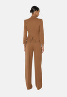 ELISABETTA FRANCHI Giacca in GABARDINA sigaro-marrone con collo gioiello da donna GI24966E2 FK3 ELISABETTA FRANCHI 