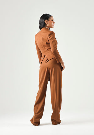 ELISABETTA FRANCHI Giacca in GABARDINA sigaro-marrone con collo gioiello da donna GI24966E2 FK3 ELISABETTA FRANCHI 