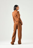 ELISABETTA FRANCHI Giacca in GABARDINA sigaro-marrone con collo gioiello da donna GI24966E2 FK3 ELISABETTA FRANCHI 