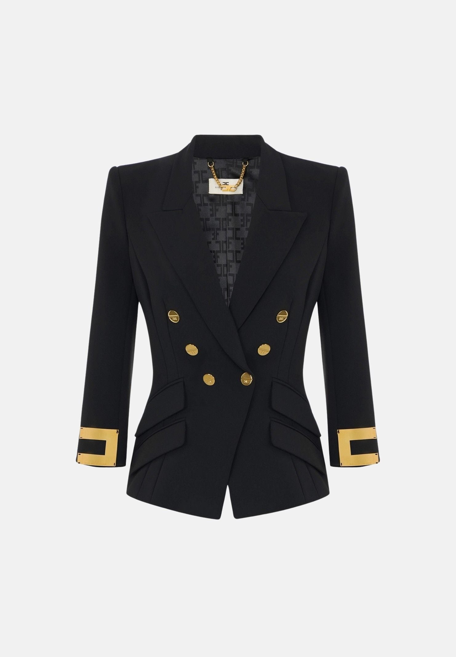 ELISABETTA FRANCHI Giacca IN DOPPIO CRÊPE stretch nero da donna GI26866E2 110 ELISABETTA FRANCHI 