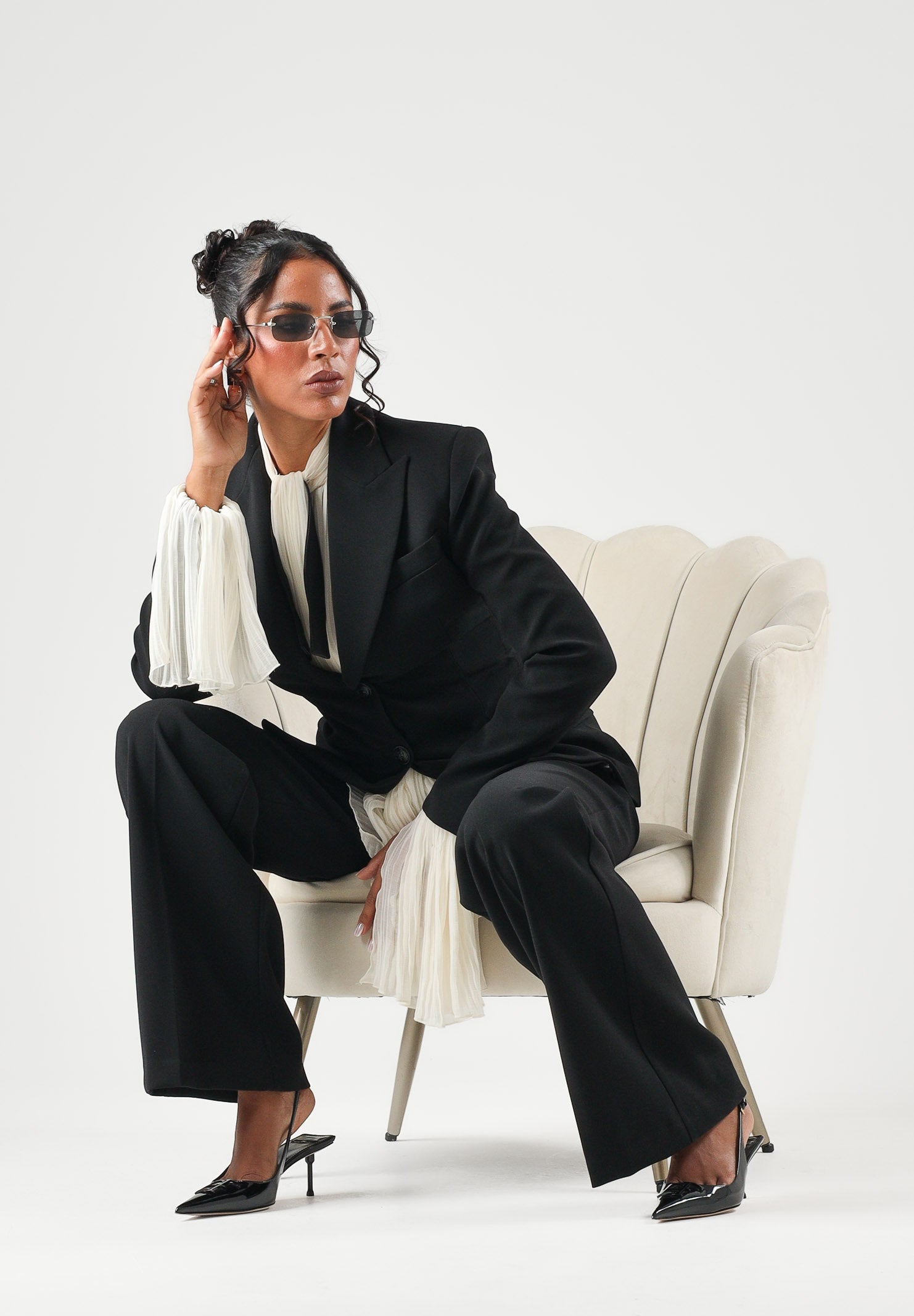 ELISABETTA FRANCHI Giacca IN CRÊPE monopetto nero da donna con dettaglio criss-cross sul retro GI27366E2 110 ELISABETTA FRANCHI 