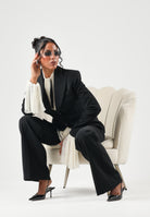 ELISABETTA FRANCHI Giacca IN CRÊPE monopetto nero da donna con dettaglio criss-cross sul retro GI27366E2 110 ELISABETTA FRANCHI 