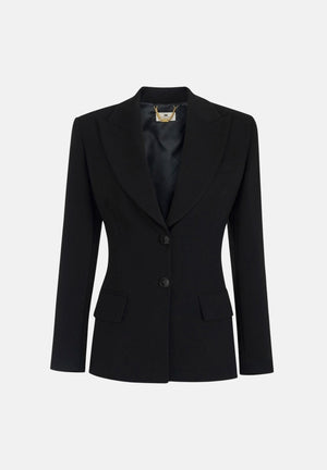 ELISABETTA FRANCHI Giacca IN CRÊPE monopetto nero da donna con dettaglio criss-cross sul retro GI27366E2 110 ELISABETTA FRANCHI 