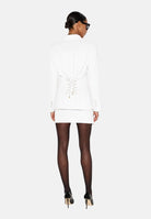 ELISABETTA FRANCHI Giacca avorio-bianca da donna con retro corsetto a lacci incrociati. GI27366E2 360 ELISABETTA FRANCHI 