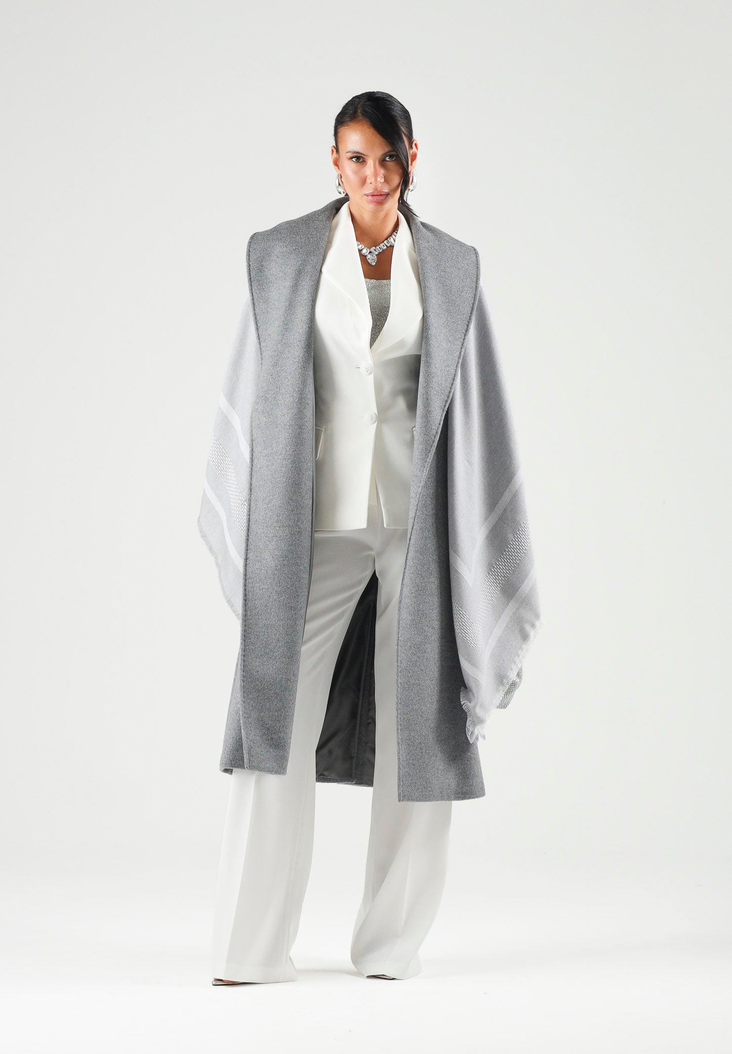 ELISABETTA FRANCHI Giacca avorio-bianca da donna con retro corsetto a lacci incrociati. GI27366E2 360 ELISABETTA FRANCHI 