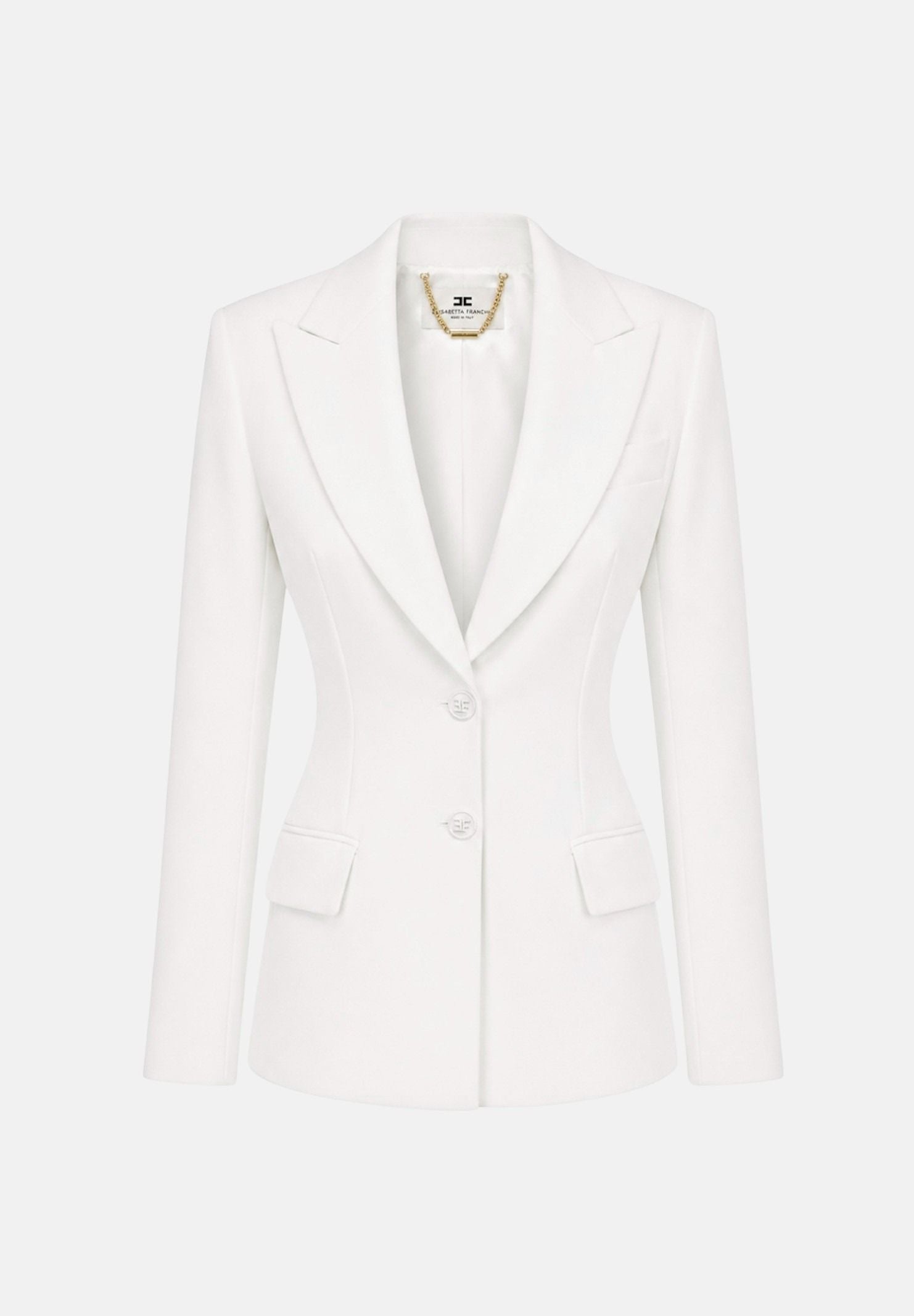 ELISABETTA FRANCHI Giacca avorio-bianca da donna con retro corsetto a lacci incrociati. GI27366E2 360 ELISABETTA FRANCHI 