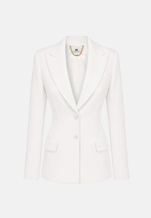 ELISABETTA FRANCHI Giacca avorio-bianca da donna con retro corsetto a lacci incrociati. GI27366E2 360 ELISABETTA FRANCHI 