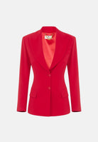 ELISABETTA FRANCHI Giacca IN CRÊPE monopetto red passion rosso da donna con dettaglio criss-cross sul retro.<BR/> GI27366E2 CG5 ELISABETTA FRANCHI 