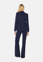 ELISABETTA FRANCHI Giacca IN CRÊPE STRETCH blu-notte da donna con morsetti logo<BR/> GI27466E2 H88 ELISABETTA FRANCHI 