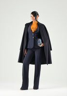 ELISABETTA FRANCHI Giacca IN CRÊPE STRETCH blu-notte da donna con morsetti logo<BR/> GI27466E2 H88 ELISABETTA FRANCHI 