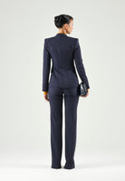 ELISABETTA FRANCHI Giacca IN CRÊPE STRETCH blu-notte da donna con morsetti logo<BR/> GI27466E2 H88 ELISABETTA FRANCHI 