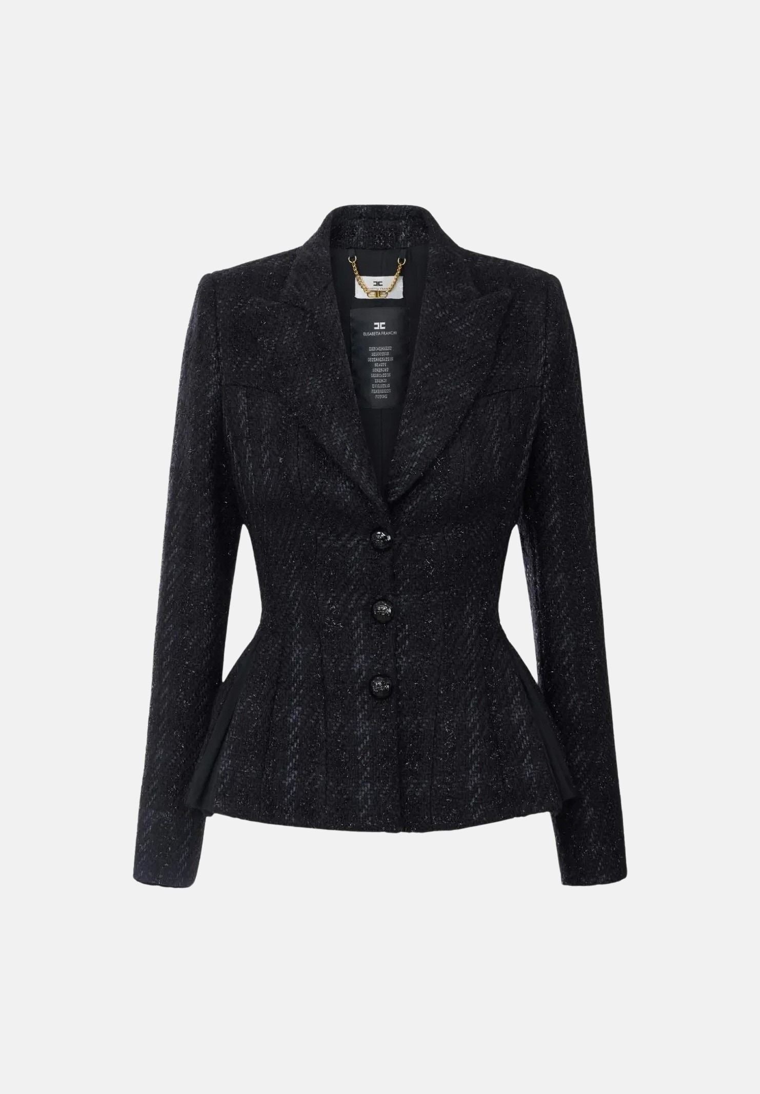 ELISABETTA FRANCHI Giacca monopetto nera per donna con linea sartoriale sagomata GI28867E2 110 ELISABETTA FRANCHI 