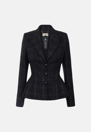 ELISABETTA FRANCHI Giacca monopetto nera per donna con linea sartoriale sagomata GI28867E2 110 ELISABETTA FRANCHI 
