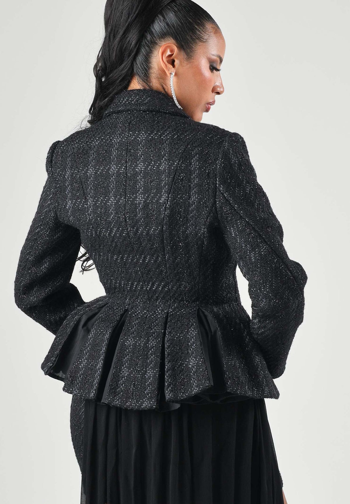 ELISABETTA FRANCHI Giacca monopetto nera per donna con linea sartoriale sagomata GI28867E2 110 ELISABETTA FRANCHI 