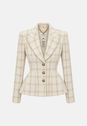 ELISABETTA FRANCHI Giacca monopetto burro per donna con linea sartoriale sagomata GI28867E2 193 ELISABETTA FRANCHI 