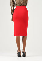 ELISABETTA FRANCHI Gonna in maglia red passion rosso da donna con zip frontale dorata. GK28B66E2 CG5 ELISABETTA FRANCHI 