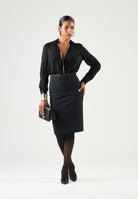 ELISABETTA FRANCHI Gonna IN DOPPIO CRÊPE STRETCH nera da donna GO22366E2 110 ELISABETTA FRANCHI 