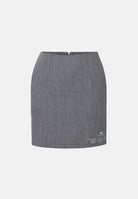 ELISABETTA FRANCHI Gonna corta grigio melange per donna con linea aderente e logo laterale GO23667E2 431 ELISABETTA FRANCHI 