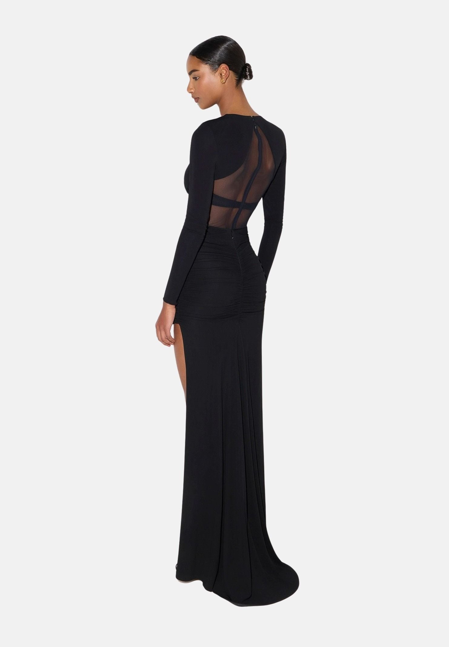 ELISABETTA FRANCHI Gonna in jersey nero da donna con drappeggio e dettagli logo dorati.<BR/> GO24867E2 110 ELISABETTA FRANCHI 