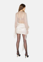 ELISABETTA FRANCHI Minigonna IN CRÊPONNE crema-burro da donna con maxi fiocco e fascia drappeggiata laterale. GO25267E2 383 ELISABETTA FRANCHI 